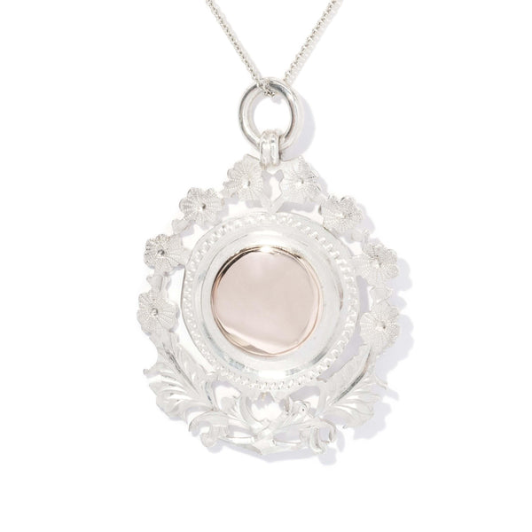 Antique Art Nouveau Award Pendant Sterling Silver Rose Gold Lined