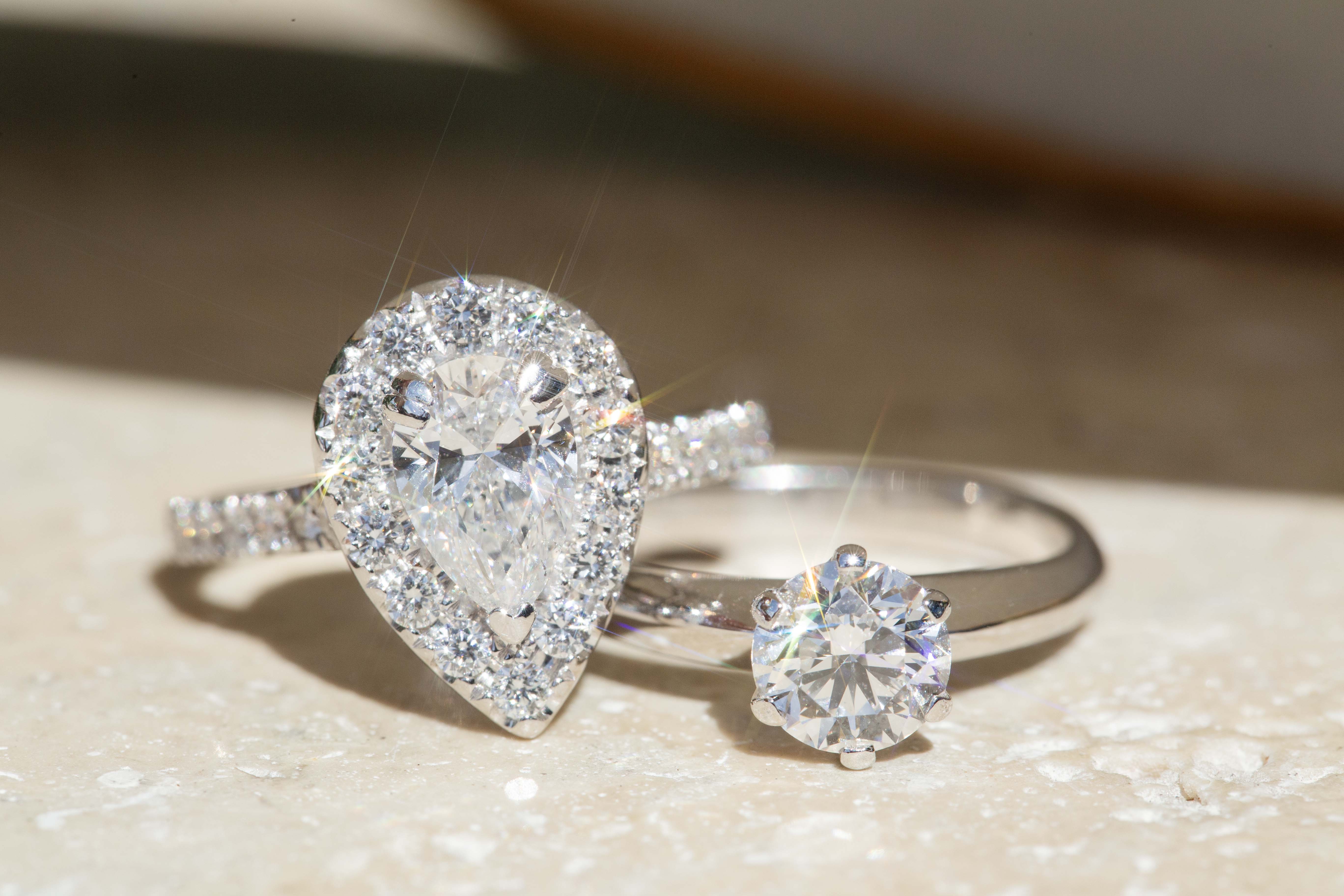 Olivia Pear Cut Diamond Halo Ring 18ct White Gold Rings Imperial Jewellery 