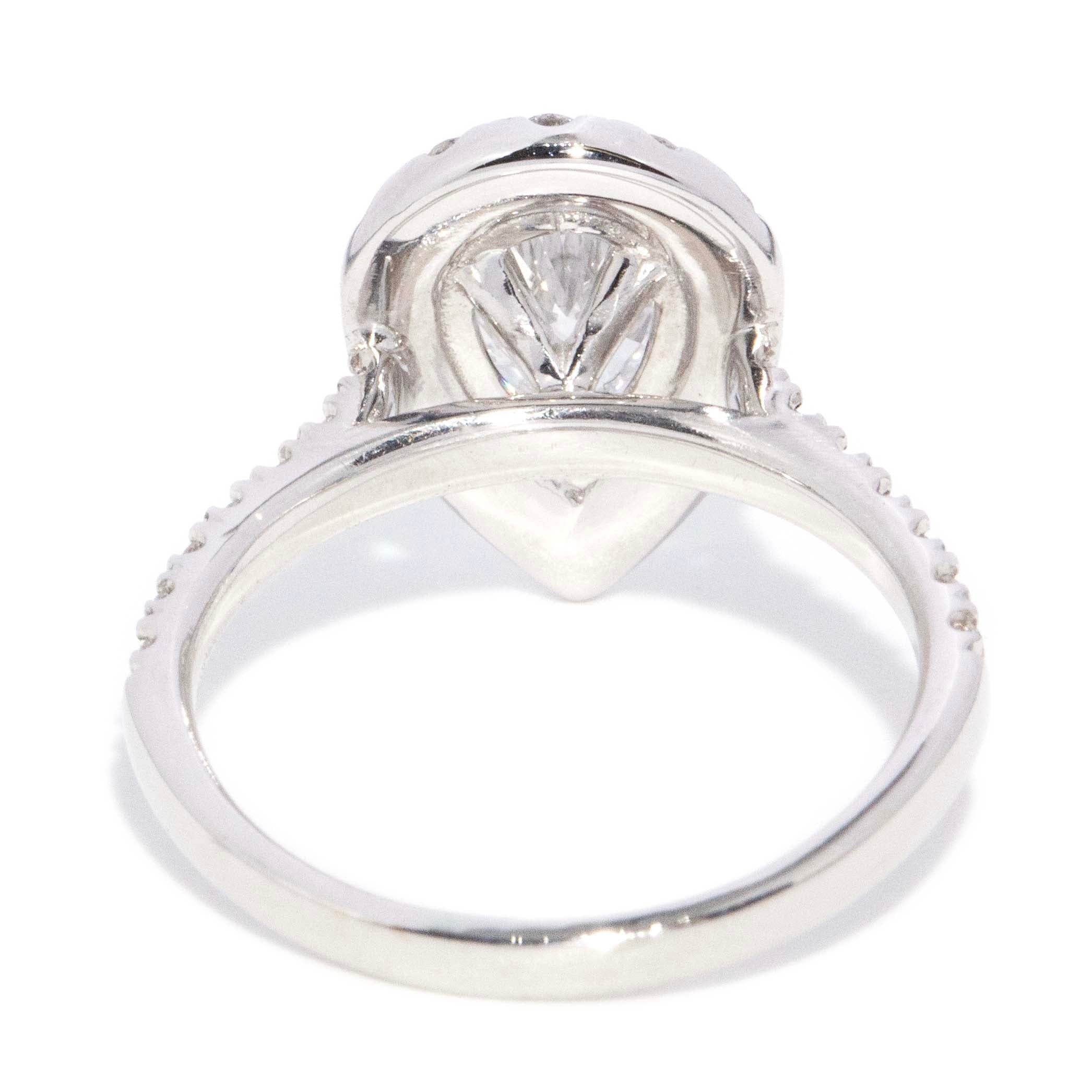 Olivia Pear Cut Diamond Halo Ring 18ct White Gold Rings Imperial Jewellery 