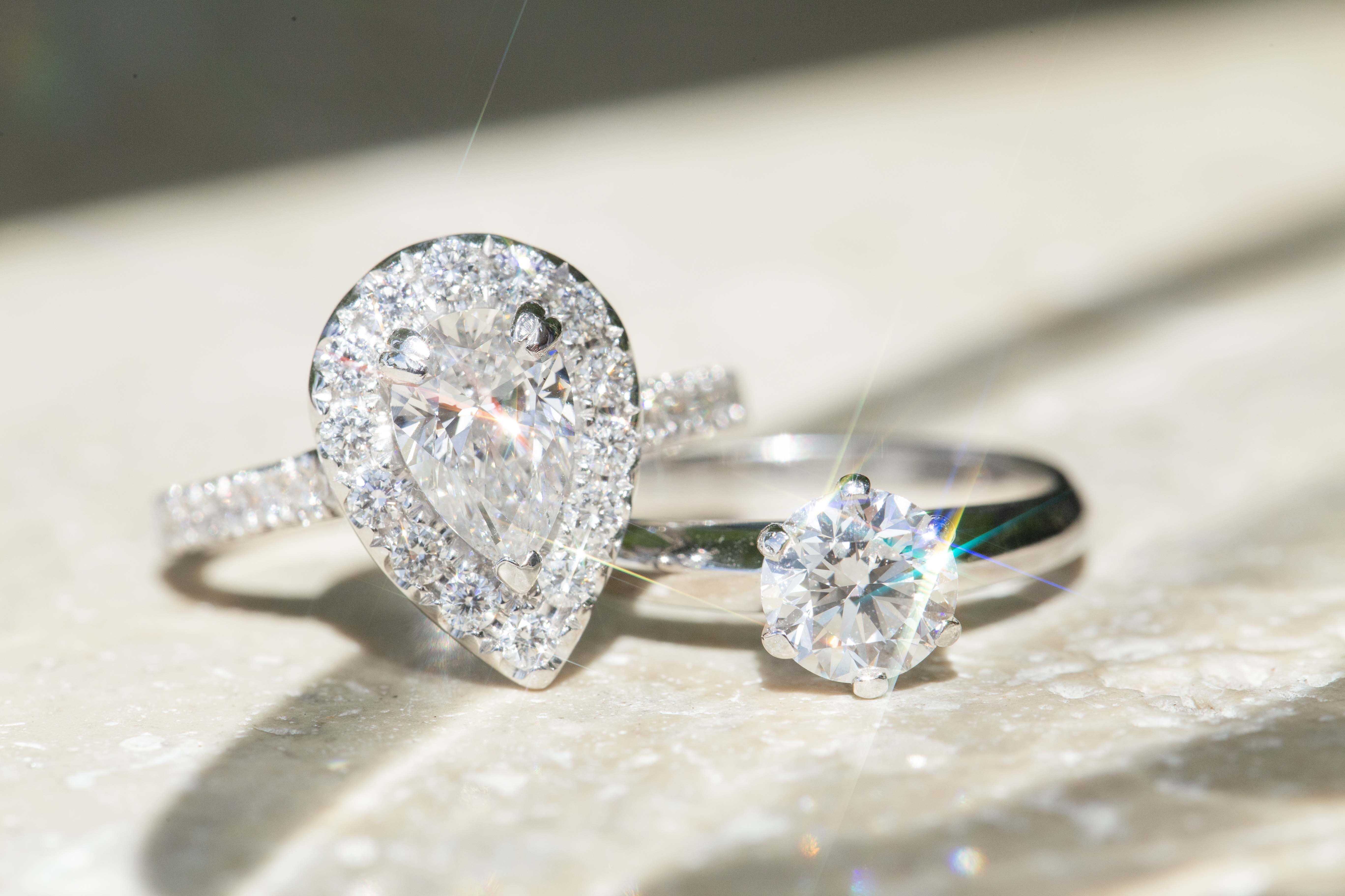 Olivia Pear Cut Diamond Halo Ring 18ct White Gold Rings Imperial Jewellery 