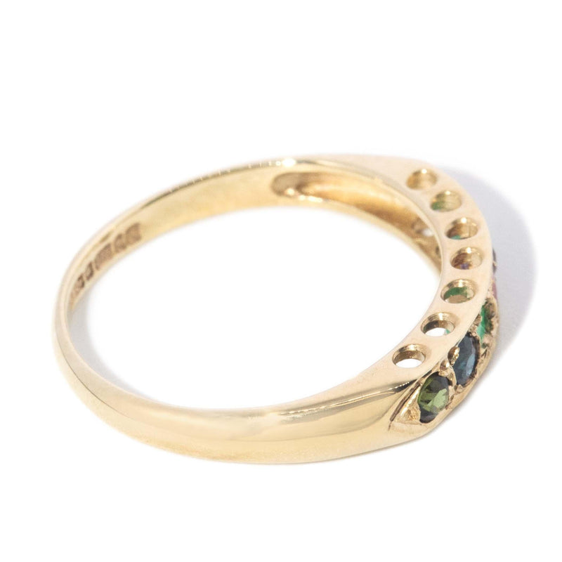 Vintage Circa 1970s DEAREST Gemstone Ring 9 Carat Yellow Gold