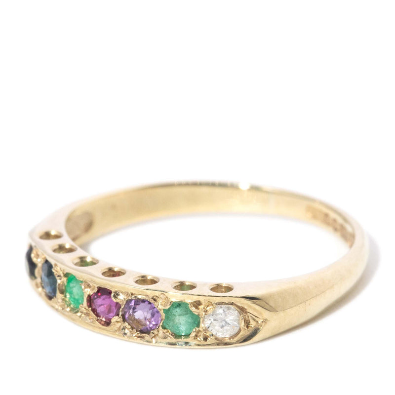 Vintage Circa 1970s DEAREST Gemstone Ring 9 Carat Yellow Gold