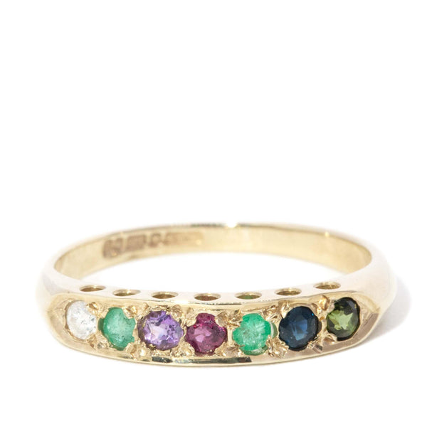 Vintage Circa 1970s DEAREST Gemstone Ring 9 Carat Yellow Gold