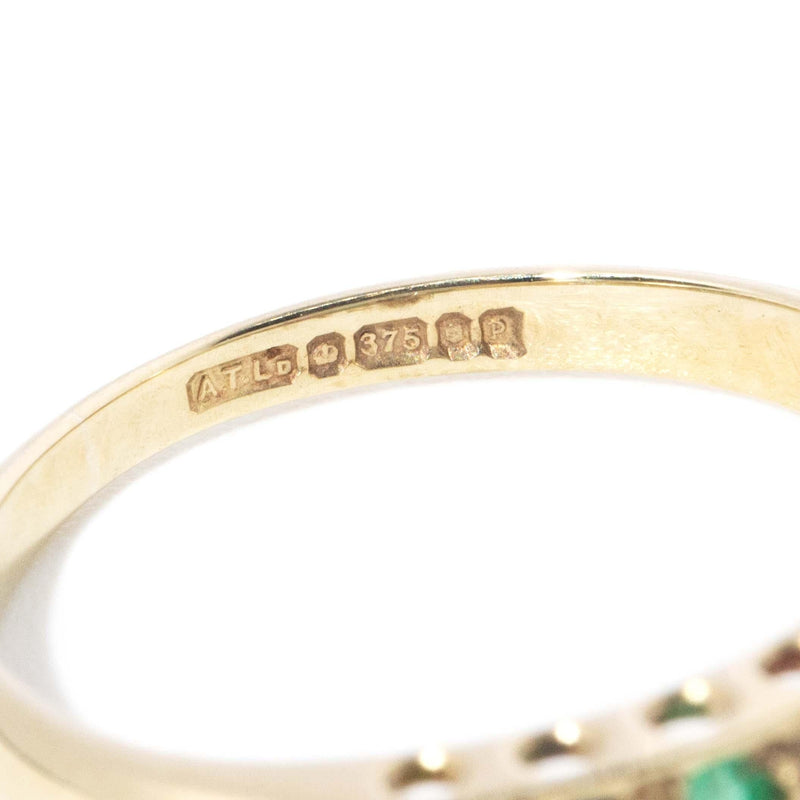 Vintage Circa 1970s DEAREST Gemstone Ring 9 Carat Yellow Gold