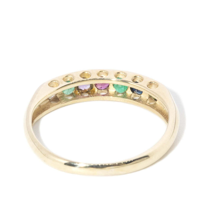 Vintage Circa 1970s DEAREST Gemstone Ring 9 Carat Yellow Gold