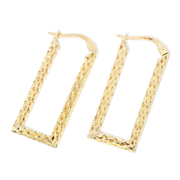 Vintage Circa 1990s Rectangular Lever Back Earrings 9 Carat Gold