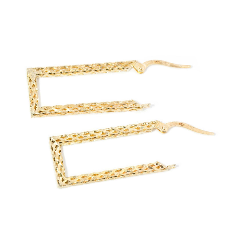 Vintage Circa 1990s Rectangular Lever Back Earrings 9 Carat Gold