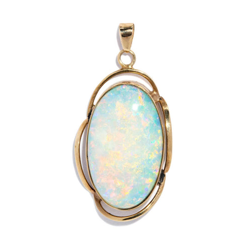 Ozias Oval Solid Australian Opal Pendant 9K Yellow Gold