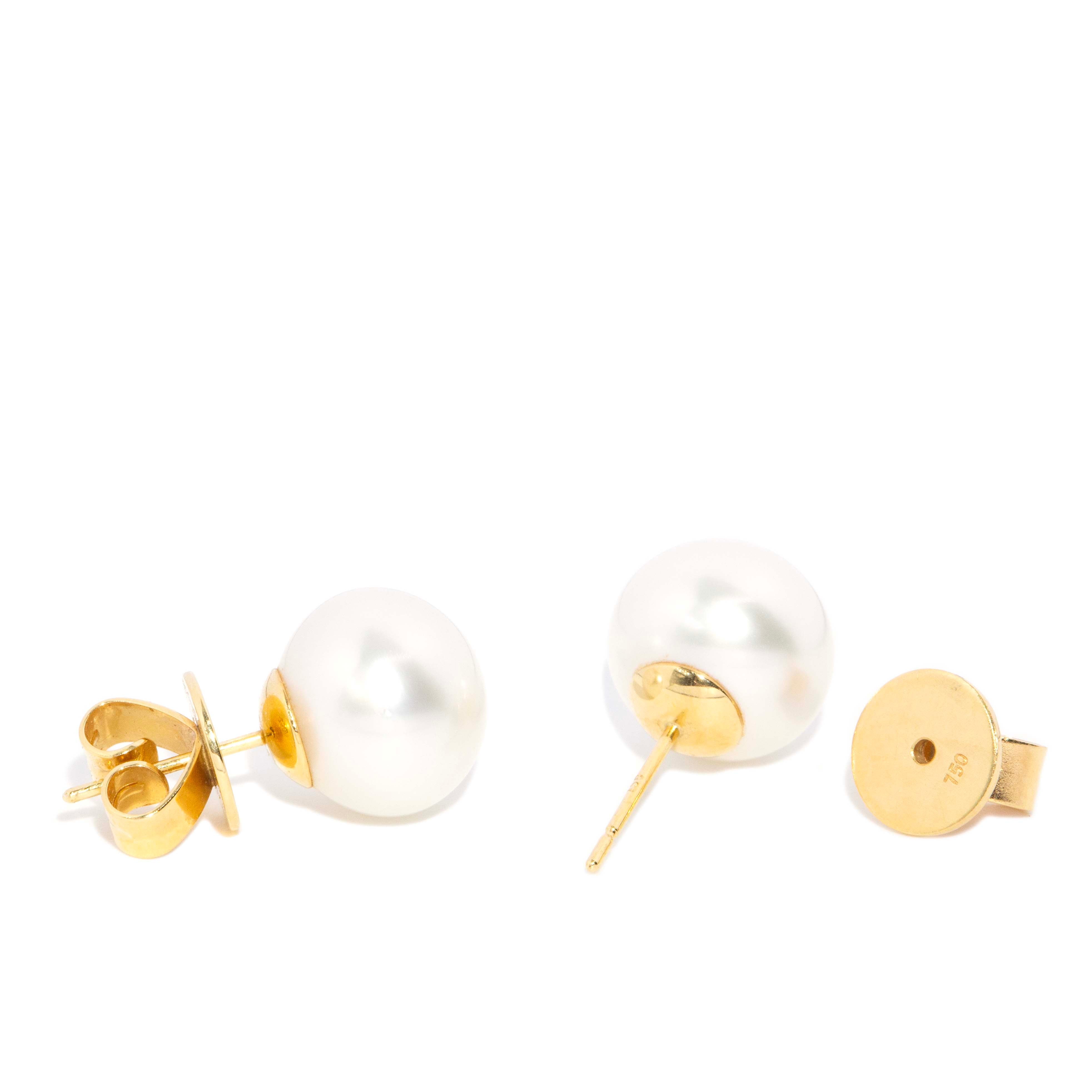Paislee South Sea Pearl Studs 18ct Gold Earrings Imperial Jewellery 