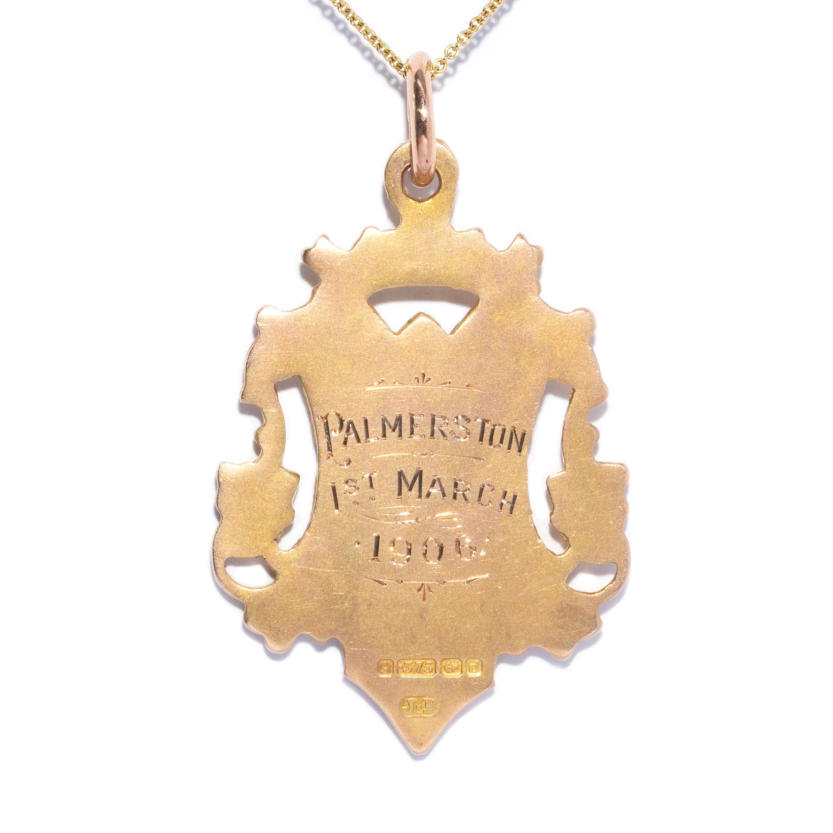 Palmerston 1906 Award Presentation Pendant 9ct Gold Pendants/Necklaces Imperial Jewellery 
