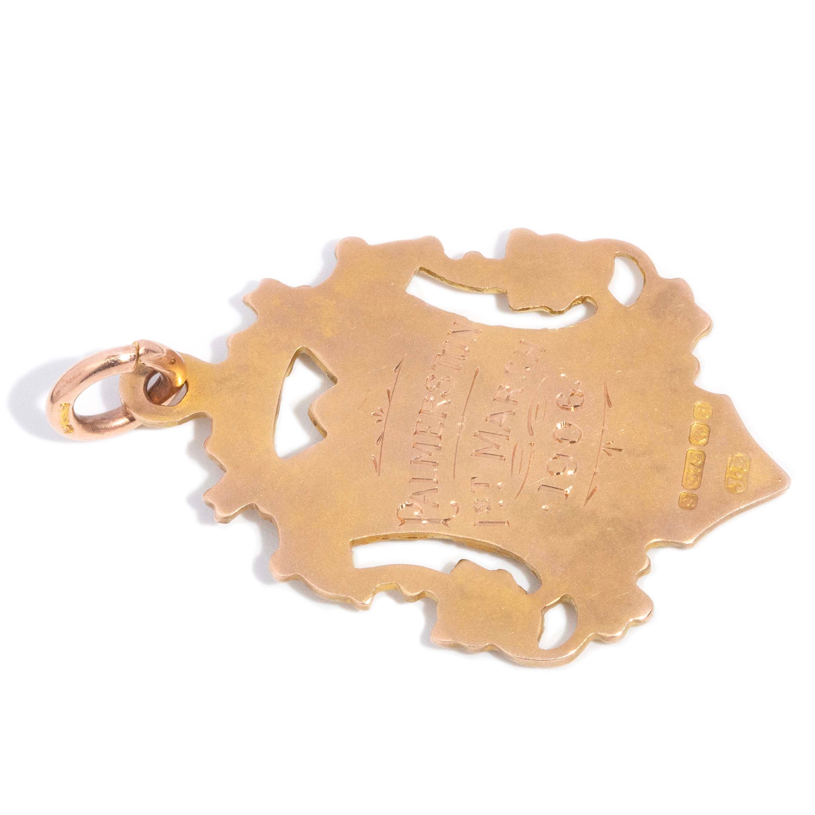 Palmerston 1906 Award Presentation Pendant 9ct Gold Pendants/Necklaces Imperial Jewellery 