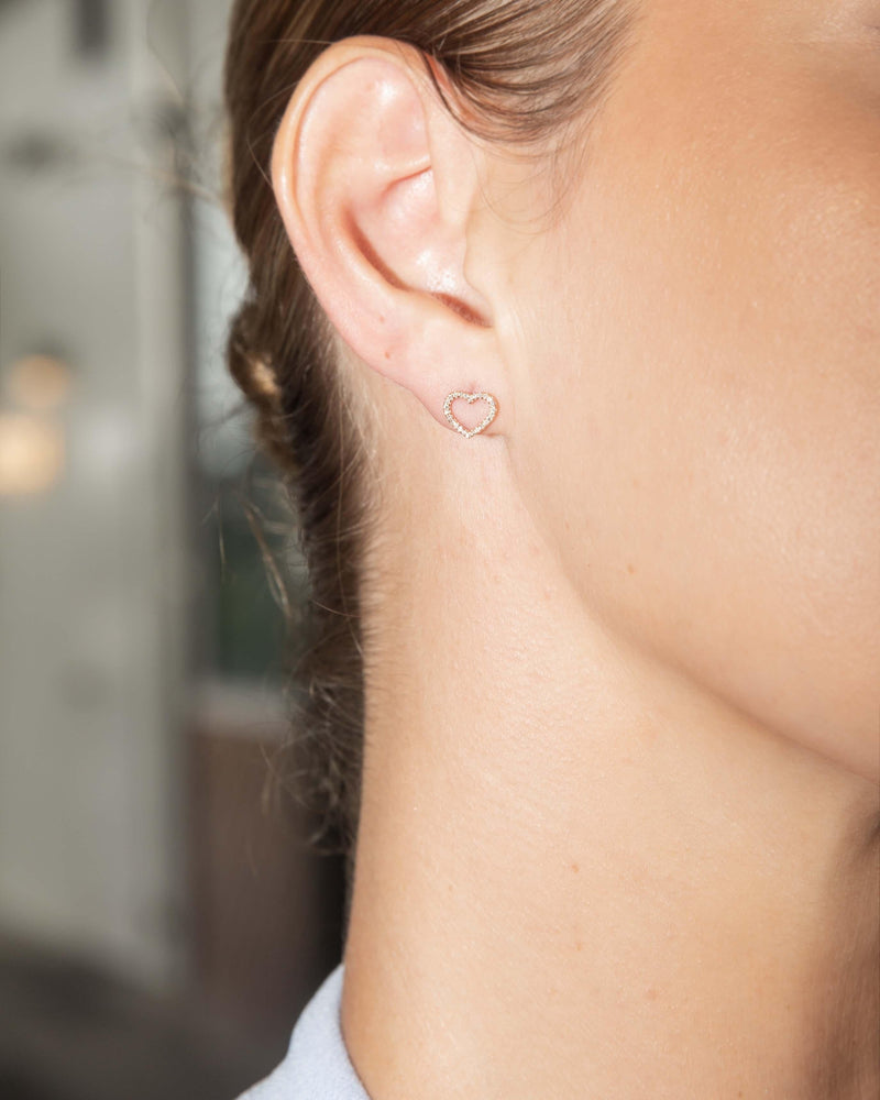 Contemporary Diamond Open Heart Studs 9 Carat Rose Gold