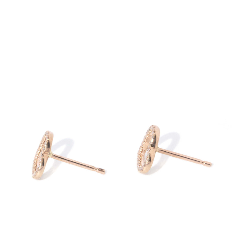 Contemporary Diamond Open Heart Studs 9 Carat Rose Gold