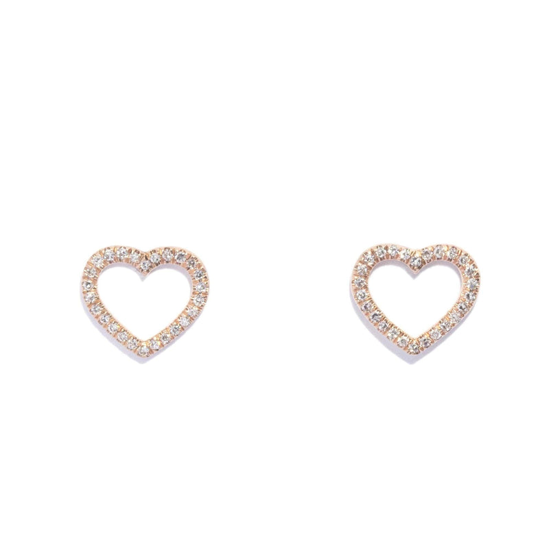 Contemporary Diamond Open Heart Studs 9 Carat Rose Gold