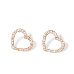 Contemporary Diamond Open Heart Studs 9 Carat Rose Gold
