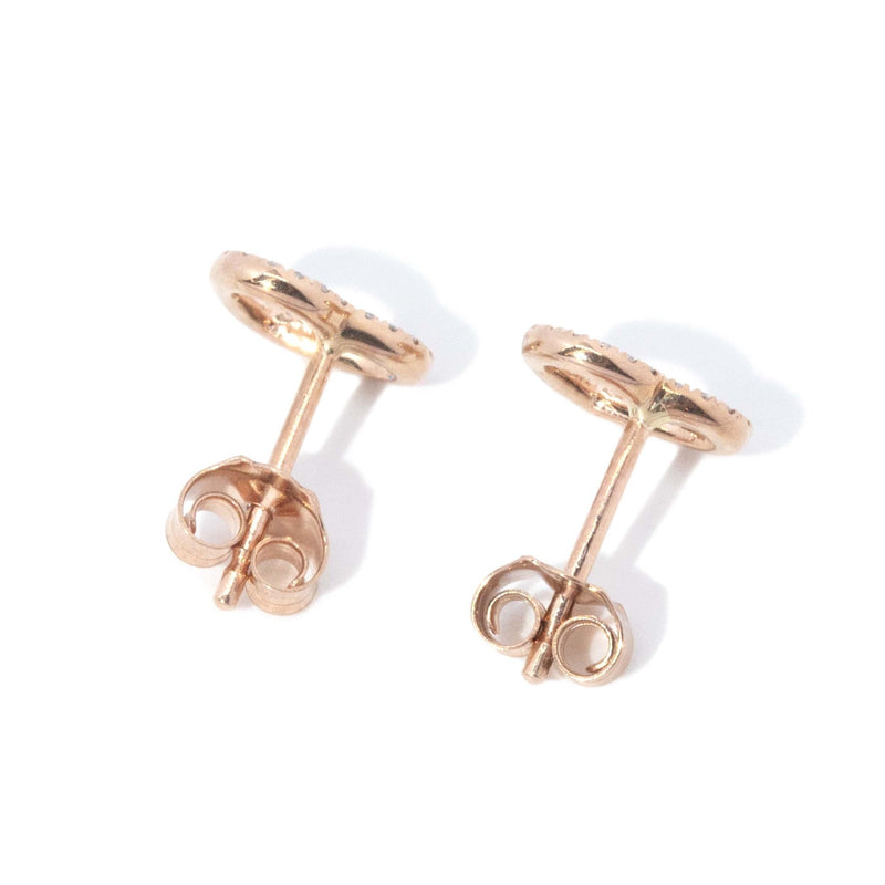 Contemporary Diamond Open Heart Studs 9 Carat Rose Gold