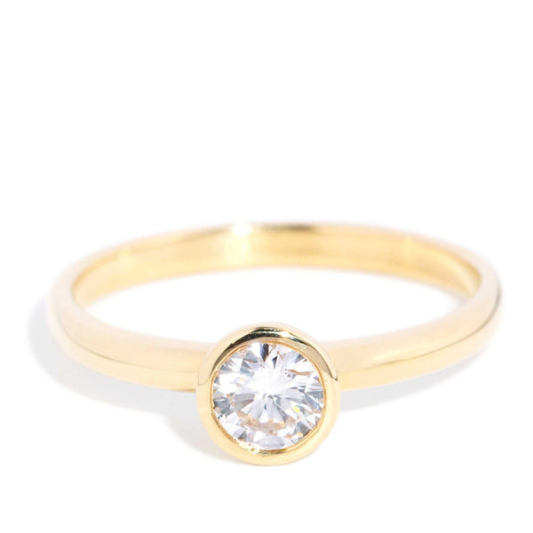 Contemporary Half Carat Diamond Solitaire Ring 18 Carat Gold