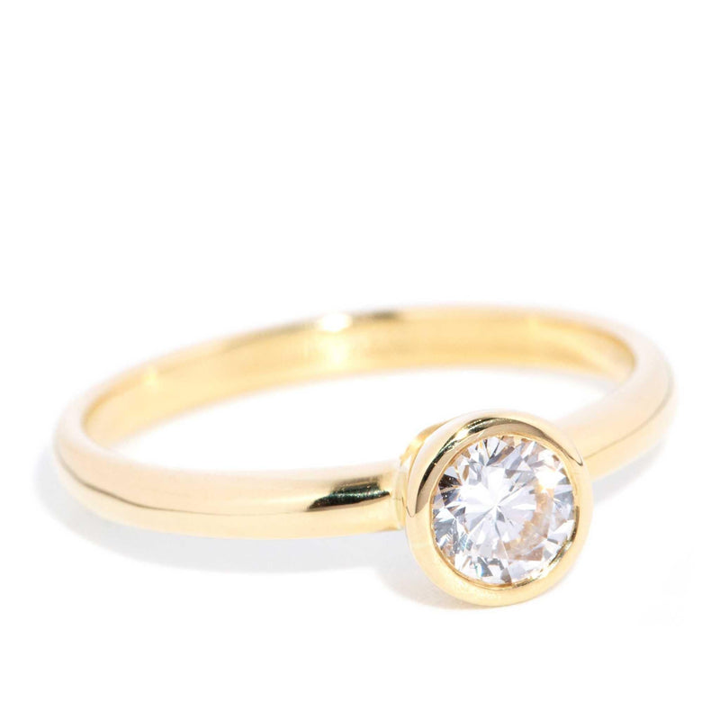 Contemporary Half Carat Diamond Solitaire Ring 18 Carat Gold