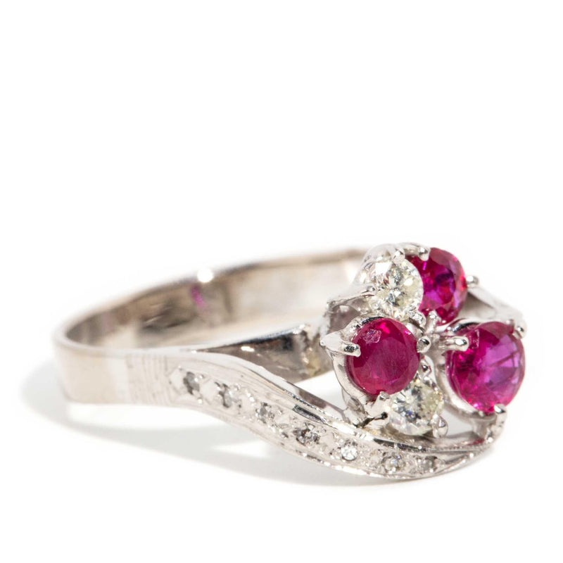 Parker 1970s Ruby & Diamond Cluster Ring 18ct Gold