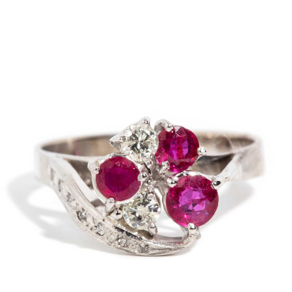 Parker 1970s Ruby & Diamond Cluster Ring 18ct Gold