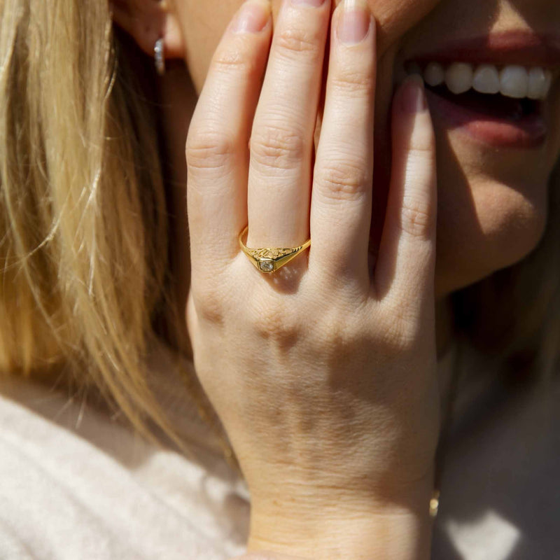 Paulina 1960s Diamond Filigree Ring 18ct Gold* DRAFT Rings Imperial Jewellery 