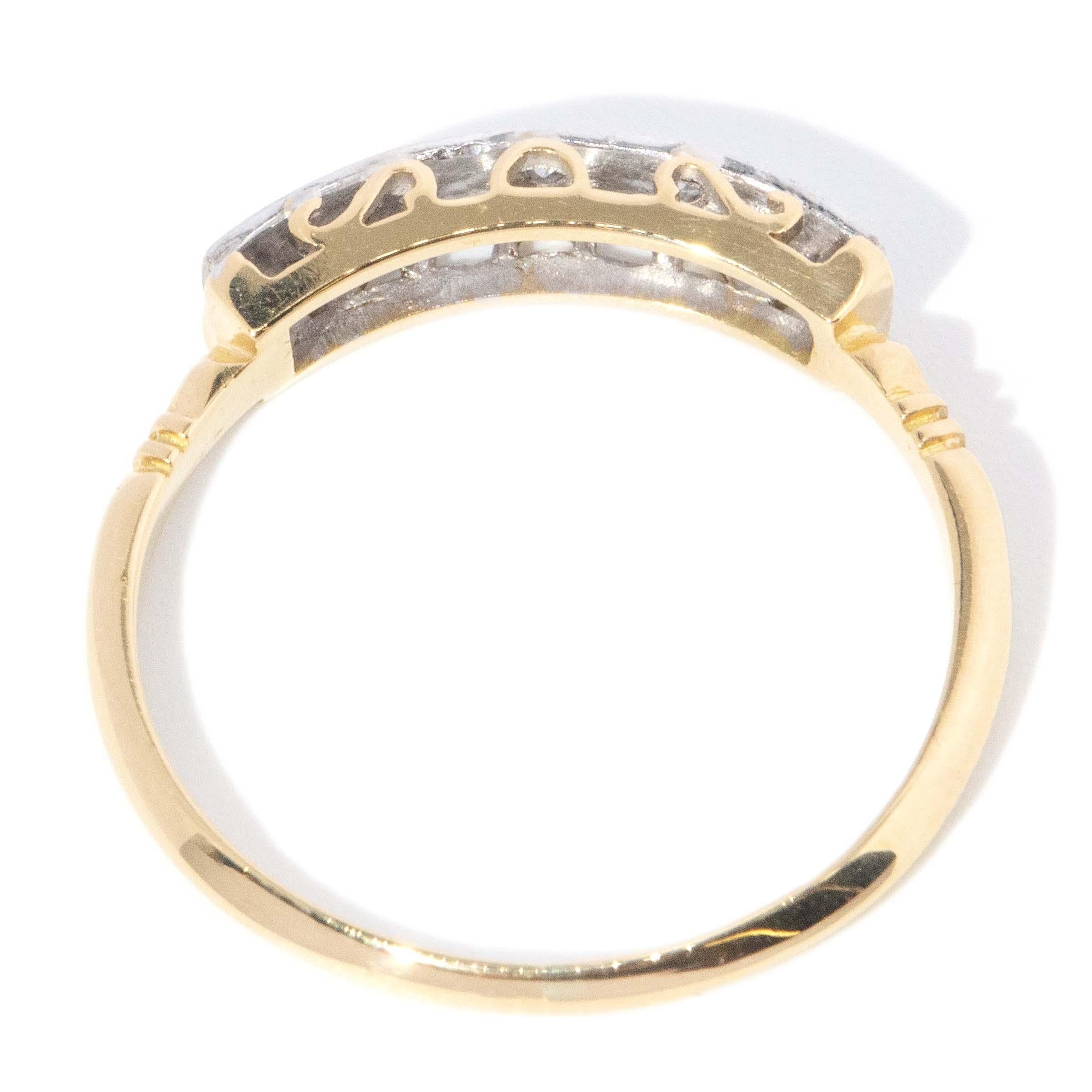 Vintage Circa 1950s Diamond Eternity Ring 18 Carat Yellow Gold Platinum