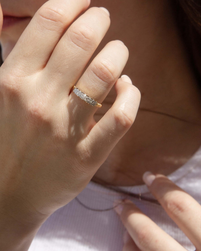 Vintage Circa 1950s Diamond Eternity Ring 18 Carat Yellow Gold Platinum