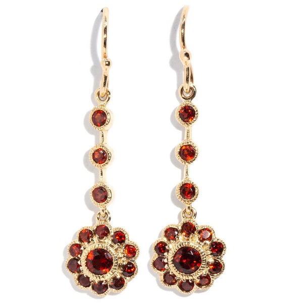 9ct Yellow Gold Garnet and Pearl Drop Earrings – BURLINGTON