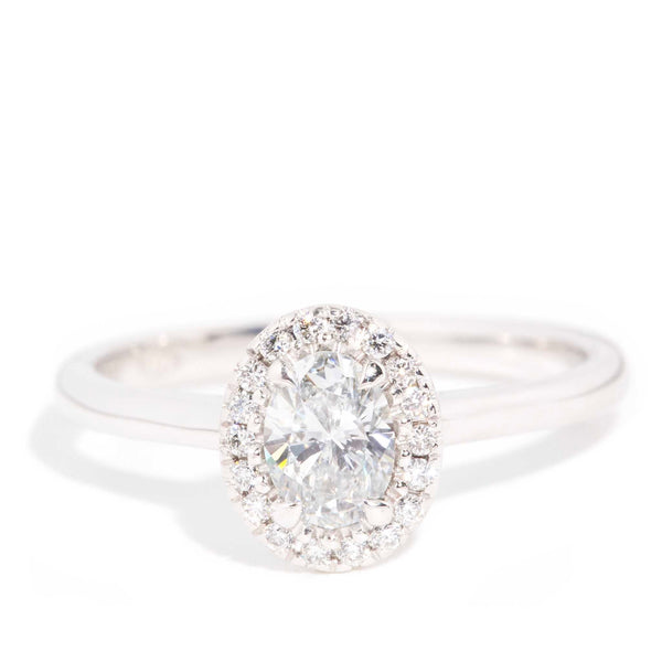 Penelope Oval Diamond Halo Ring 18ct White Gold Rings Imperial Jewellery Imperial Jewellery - Hamilton 