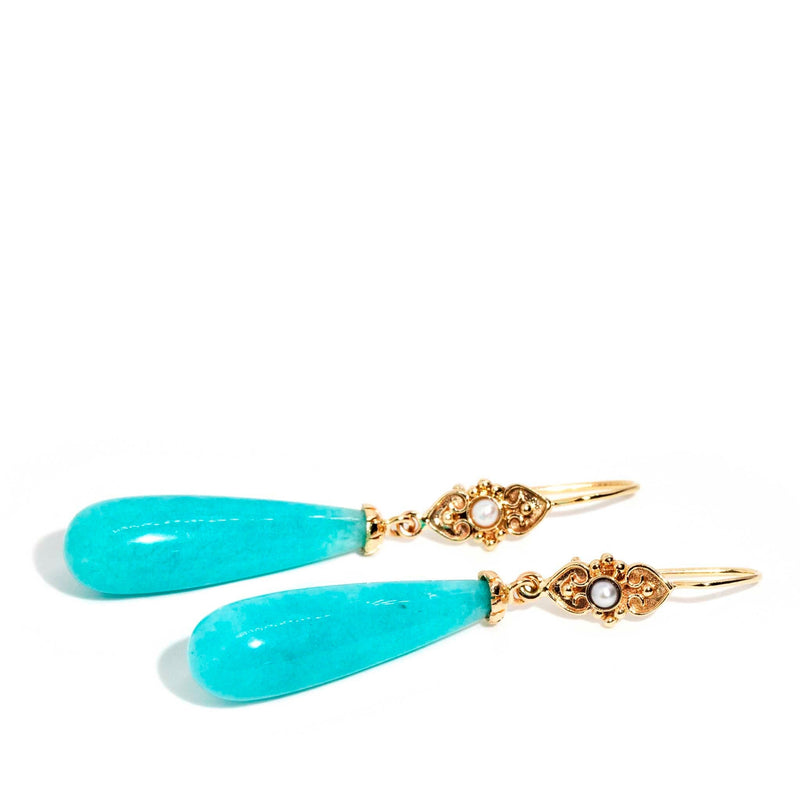 Perci Re-invented Amazonite Drop Earrings 14ct Gold Earrings Imperial Jewellery 