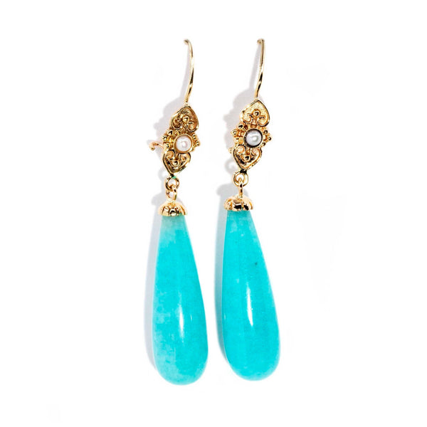 Perci Re-invented Amazonite Drop Earrings 14ct Gold Earrings Imperial Jewellery Imperial Jewellery - Hamilton 