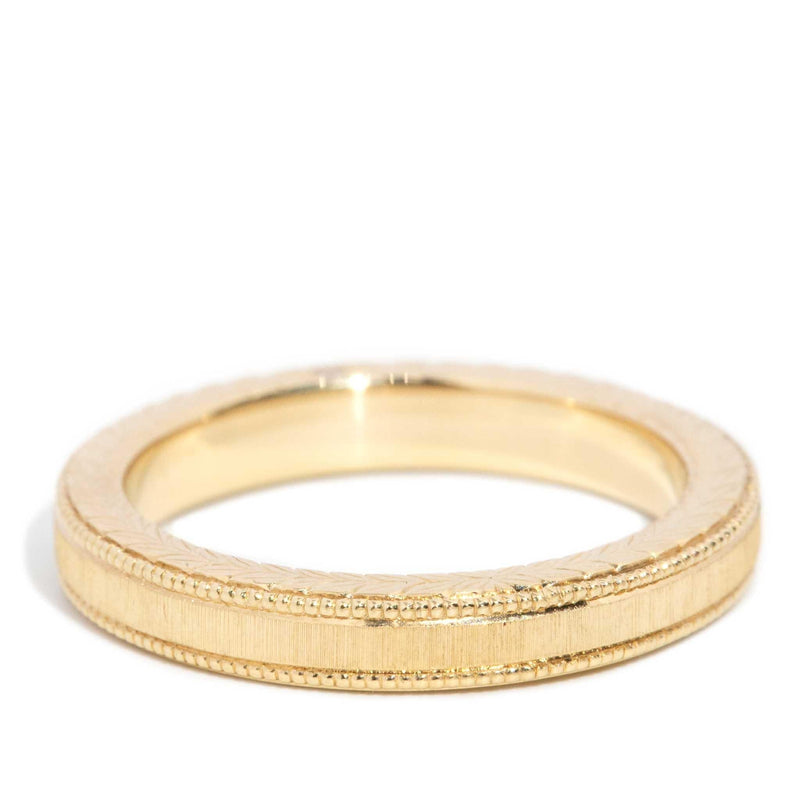 Perrie Diamond Patterened Engraved Band 18ct Gold