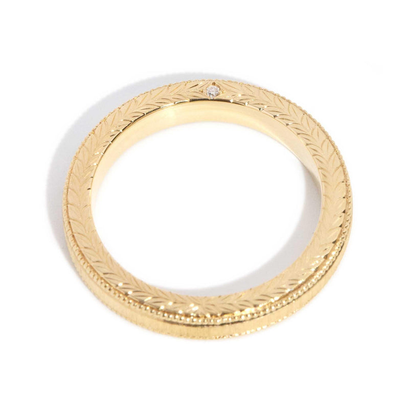 Perrie Diamond Patterened Engraved Band 18ct Gold