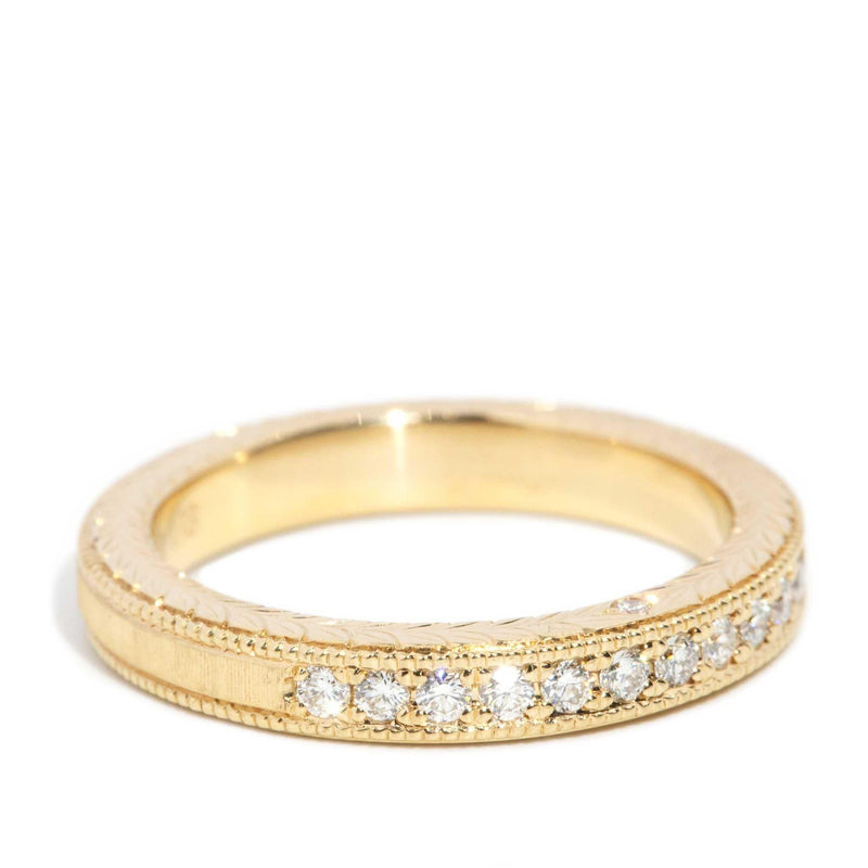 Perrie Diamond Patterened Engraved Band 18ct Gold