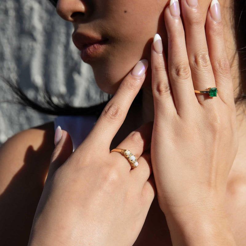 Petra 1.04 Carat Emerald & Diamond Three Stone Ring 18ct Gold