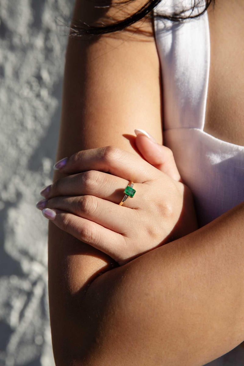 Petra 1.04 Carat Emerald & Diamond Three Stone Ring 18ct Gold