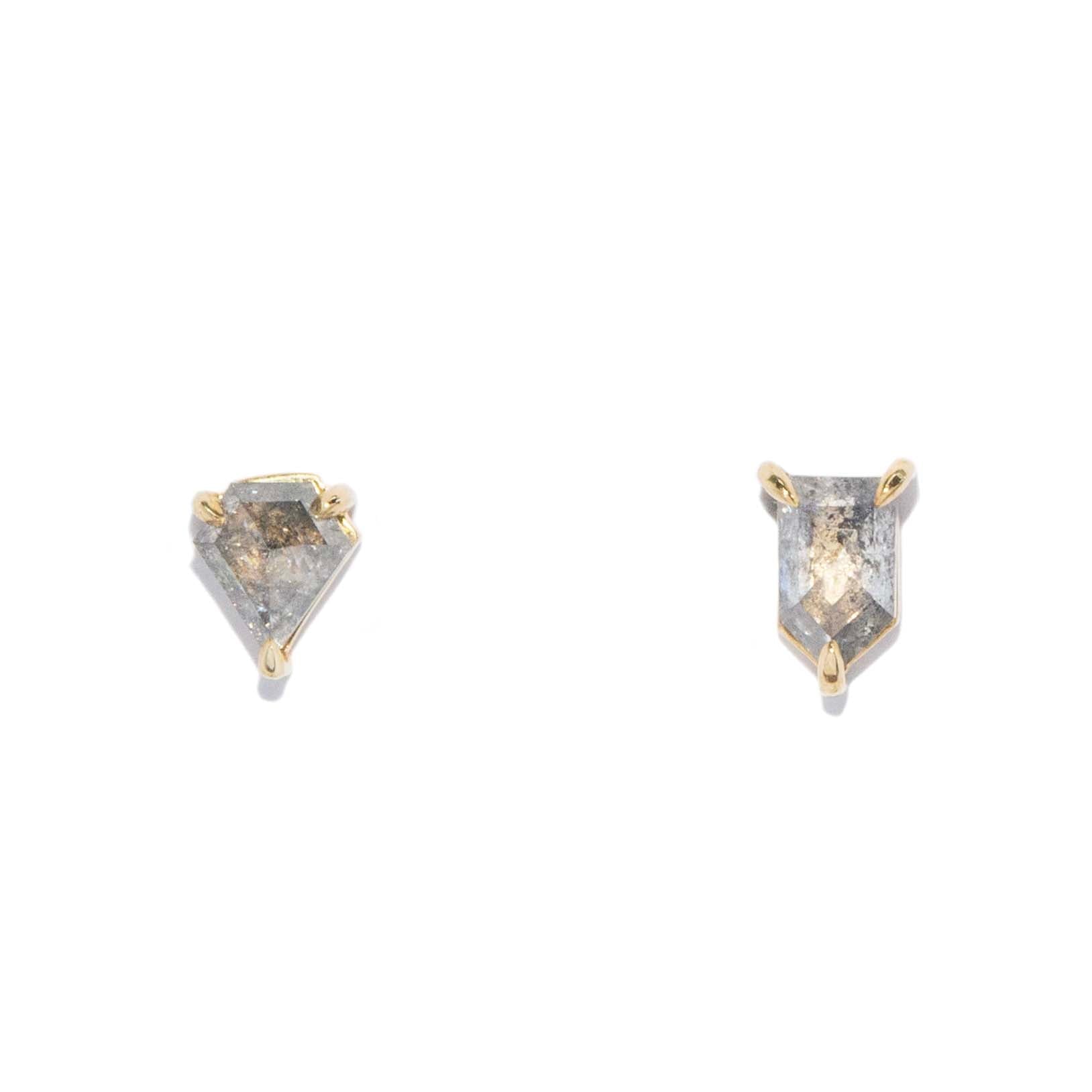 Petra Salt & Pepper Kite Cut Diamond Studs 9ct Gold Earrings Imperial Jewellery 