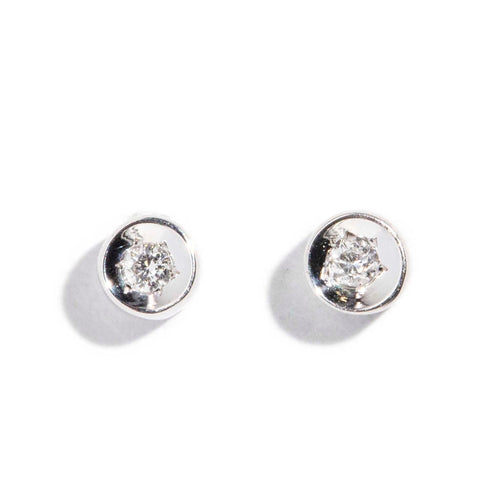 Petra Star Set Solitaire Diamond Studs 18K White Gold