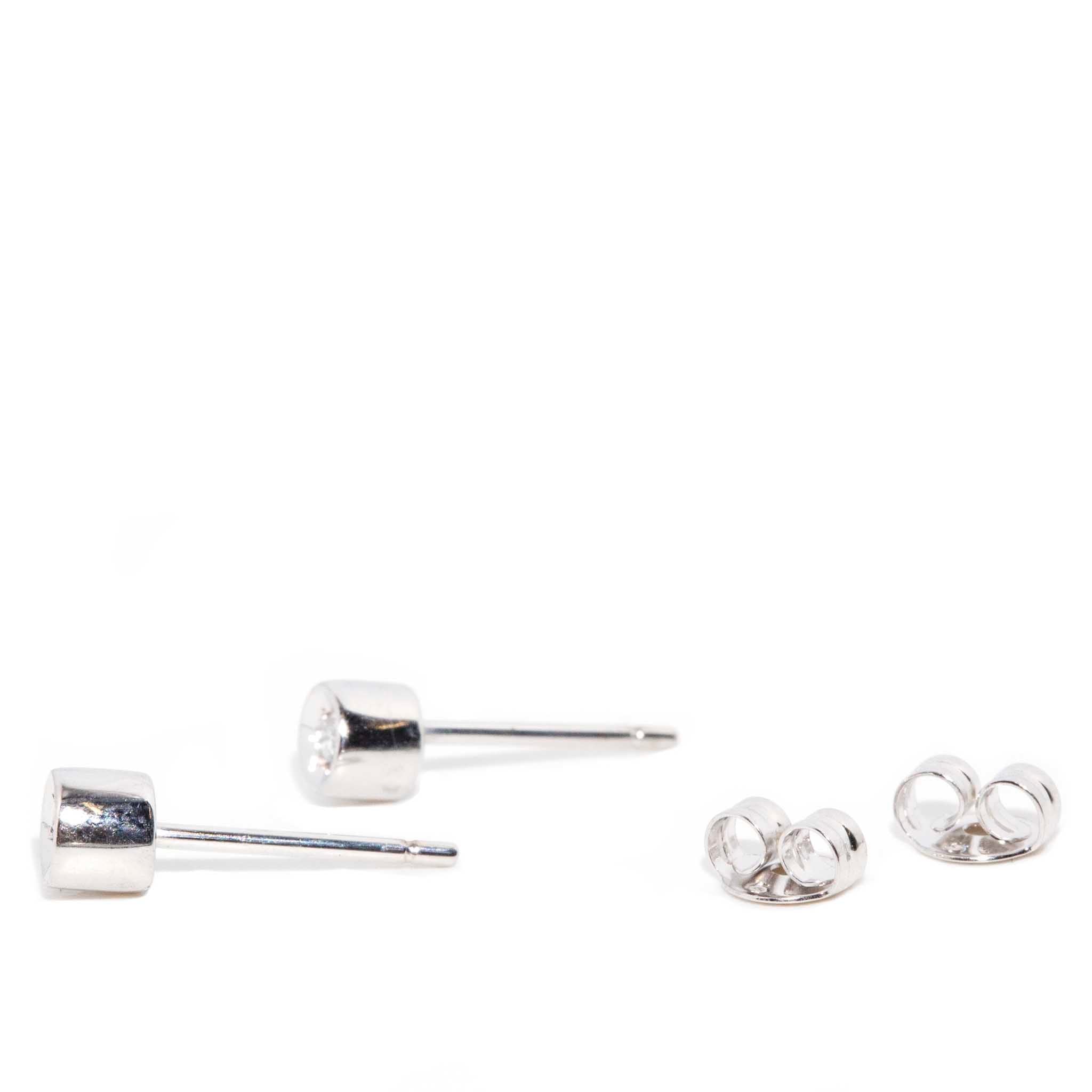 Petra Vintage Circa 1990s Star Set Solitaire Diamond Stud Earrings 18ct White Gold Earrings Imperial Jewellery 