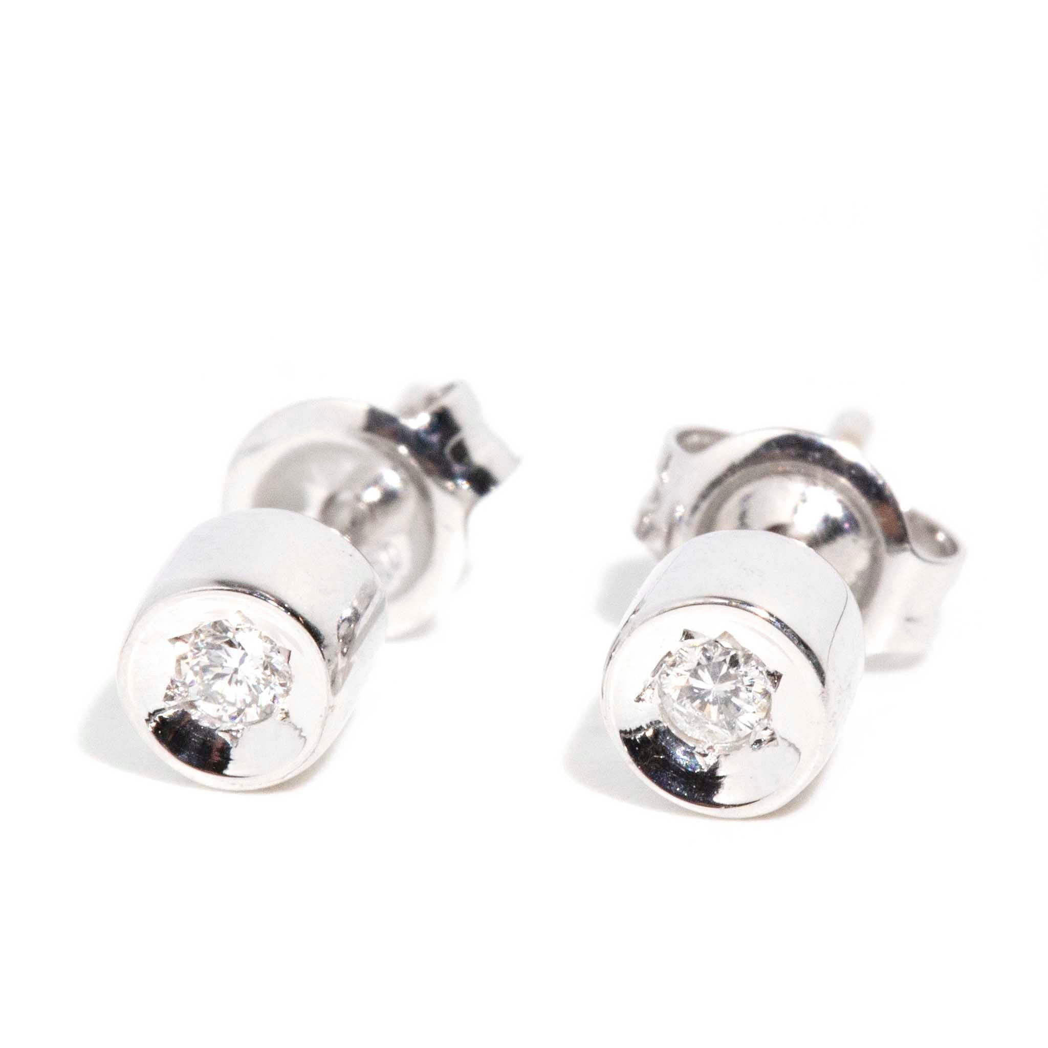 Petra Vintage Circa 1990s Star Set Solitaire Diamond Stud Earrings 18ct White Gold Earrings Imperial Jewellery 