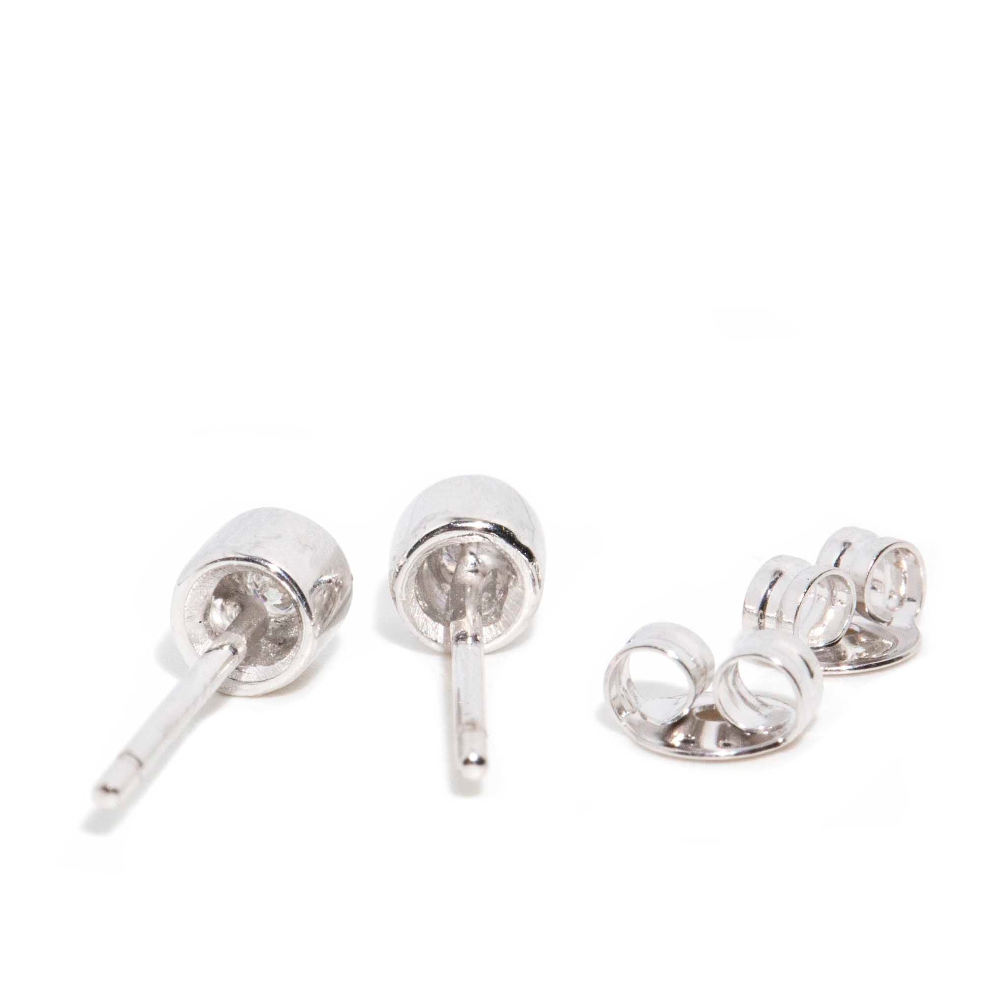 Petra Vintage Circa 1990s Star Set Solitaire Diamond Stud Earrings 18ct White Gold Earrings Imperial Jewellery 