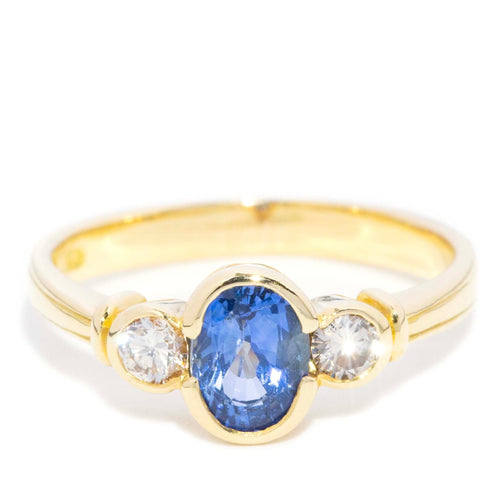 Phillipa Sapphire & Diamond Trilogy Ring 18K Yellow Gold