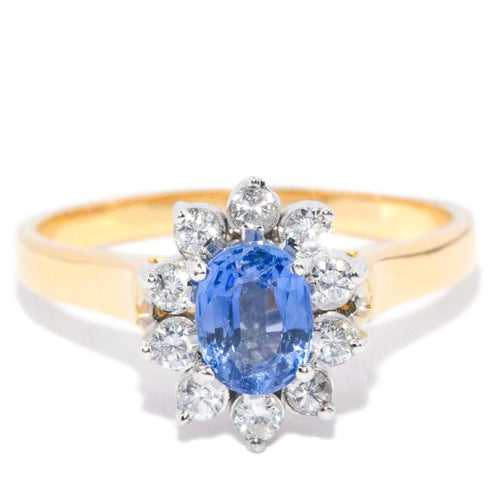 Philomena Sapphire & Diamond Cluster Ring 18K Two Tone Gold