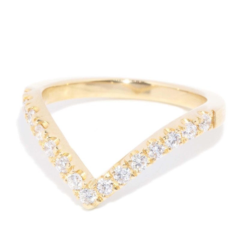 Contemporary Diamond Chevron Ring 18 Carat Yellow Gold