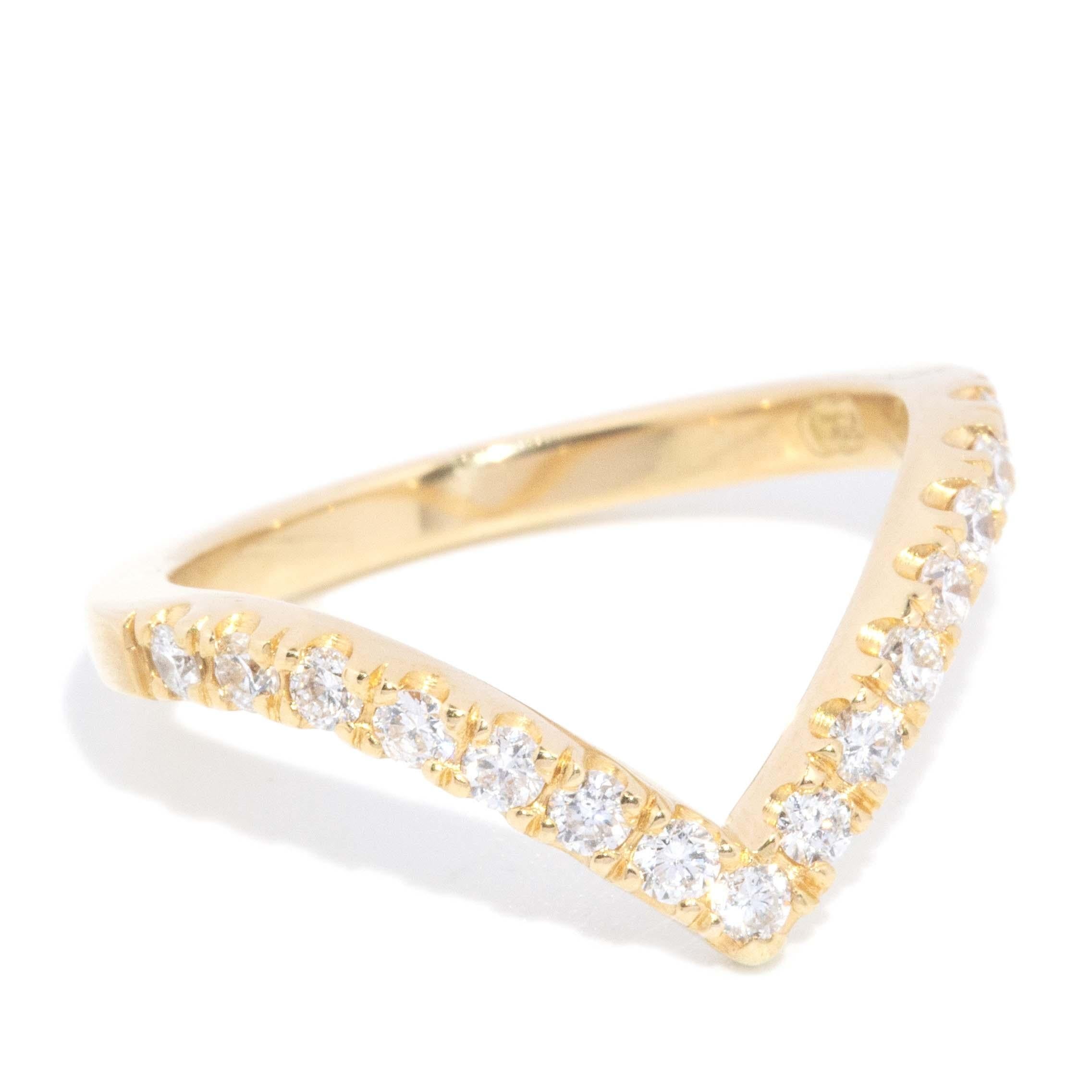 Contemporary Diamond Chevron Ring 18 Carat Yellow Gold