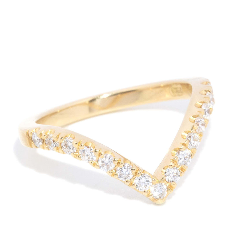 Contemporary Diamond Chevron Ring 18 Carat Yellow Gold