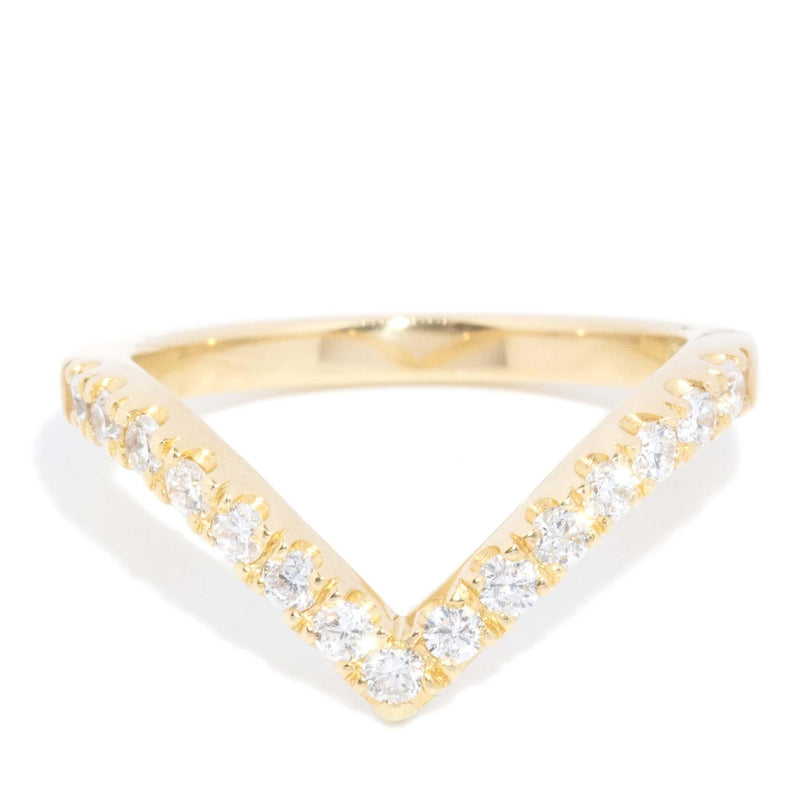 Contemporary Diamond Chevron Ring 18 Carat Yellow Gold