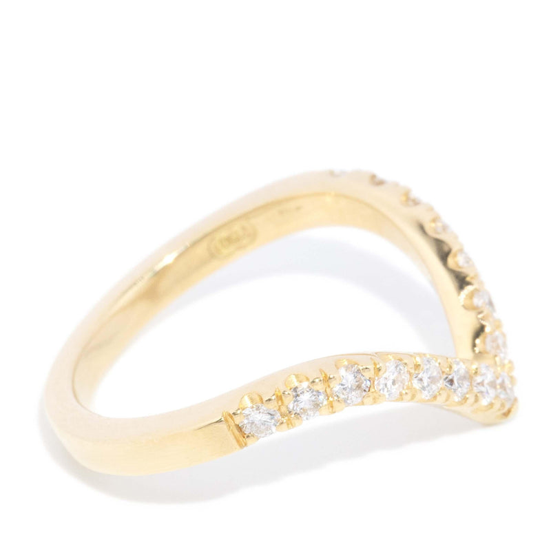 Contemporary Diamond Chevron Ring 18 Carat Yellow Gold