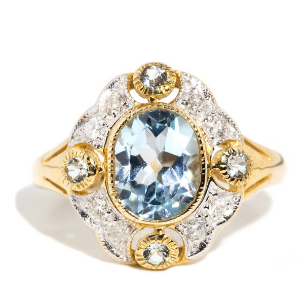 Pia Blue Topaz & Diamond Cluster Ring 9ct Gold* DRAFT Rings Imperial Jewellery Imperial Jewellery - Hamilton 