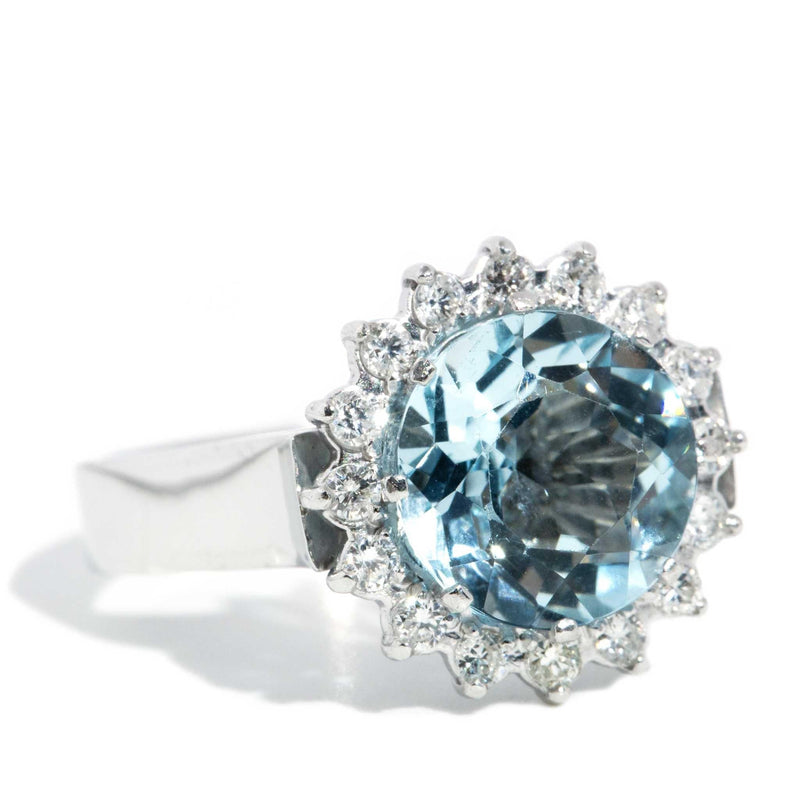 Piper 1970s Aquamarine & Diamond Ring 18ct White Gold